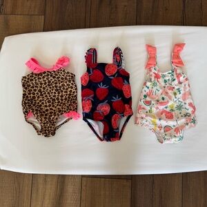 Set of Three Baby Swimsuits with Fun Prints